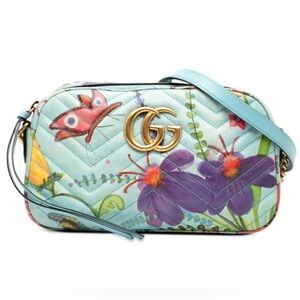 Gucci x Unskilled Worker GG Marmont Matelasse Calfskin Flora Crossbody